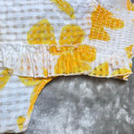 Cato Sleeveless Blouse Womens XL White Yellow Floral Ruffle Sleeve Top Chic Photo 7