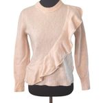 J.Crew  100% Merino Wool Ruffle Crewneck Long Sleeve Soft Pink Sweater Sze Small Photo 0