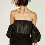 ZARA  BLACK AND GOLD OFF THE SHOULDER TOP Size‎ Medium. Perfect Sexy Top Photo 0