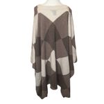 Boston Proper  Lambswool Blend Ovetsized Poncho Sweater Brown Diamonds Size M/L Photo 2