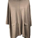 YOON Poncho Sweater Cowl Neck Taupe/Brown Size Small S Tan Photo 0