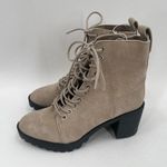 DOLCE VITA Nigel Boots Size 8 Lace Up Heels NEW Suede Leather Bootie Taupe NWOT Tan Photo 1