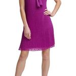 DKNY NWOT Pleated Tie-Neck Dress In Fuchsia Plum SZ-4 Photo 0