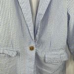 LOGG Blue White‎ Striped One Button Tie Sleeve Blazer Jacket Women's Size 2 Photo 2