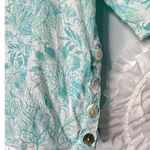 Sigrid Olsen  Linen Pullover Top Floral Print Side Buttons Turquoise Size 1X Photo 5