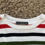 Brandy Melville  Sweater Womens Medium White Rainbow Stripe Crewneck Soft Photo 2