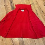Carlisle  Vtg Heavy Ribbed Merino Wool Red Cowl Neck Button Zip Cardigan Jacket L Photo 7