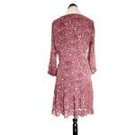 Rose + Olive  Dress Size Small Paisley 3/4 Sleeve Tie Waist Chiffon Ruffle Hem Photo 3