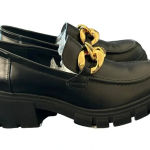 Athlefit women's 7.5 black chunky loafer chain detail, like new Photo 0