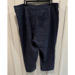 NYDJ ‎ Linen Blend Crop Wide Leg Pants 14W Navy Classic Nautical Preppy Resort Photo 3