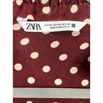 ZARA Polka Dot Button V Neck Mini Dress High Collar Elastic LongSleeves XS Brown Photo 6