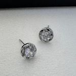 8mm CZ Stud Earrings for Men Women,Streetwear Hip Hop Unisex Earrings Silver Photo 3