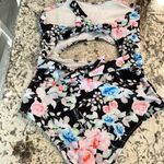 Women’s Medium Black Floral Tankini Swimsuit Bathing Suit Photo 2