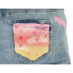 Almost Famous Juniors  Hand Painted Denim Shortalls Bib Overall Shorts Stretch L Photo 7