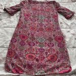 carole little Caroll Pink Floral Geometric 100% Cotton Lined Shift Dress with Pockets, size 38 US S France Photo 9