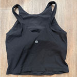 Lululemon Black Ribbed Cropped Tank Top Size 2 Racerback Athleisure flaw Photo 0