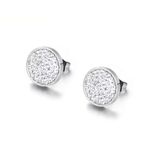 Boutique Sparkling Iced Crystal Round Stud Earrings Silver Plated Stainless Photo 5