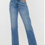 Kancan Womens High Rise Straight Denim Jeans Size 26/5 NWT Cotton Raw Hem Blue Photo 2