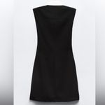 ZARA NWT sleeveless crepe mini dress white trim contrast, collard button front Photo 5