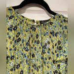 RD & Koko Yellow Blue Floral Pleated Ruffle Sleeve Semi Sheer Size M Size M Photo 2