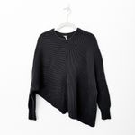 Free People [] Black Downtown Sweater Ribbed Knit Asymmetrical Hem Oversized XS Photo 1