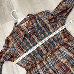 Plaid Peasant Top pintuck fit flare button up womens Brown (medium) boho folk Photo 2