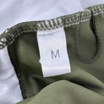 One Piece High Waisted Bandeau Cutout Swimsuit Removable Halter Straps Olive Med Green Photo 6