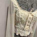 Cider Cedar Sz:L Cream Bodice Peasant Cottagecore Eyelet Top Sheer Bell Sleeves. Photo 10