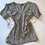 prAna Organic cotton scoop neck crochet short sleeve tie back lightweight boho shirt Photo 10