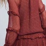 HOSS Intropia Metallic Tiered Ruffle Long Sleeves Mini Dress Holiday Christmas Red Size M Photo 1