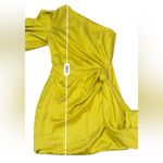 Solace London Marcie One Shoulder Draped Knot Mini Dress in Bright Yellow Sz 2 Photo 11