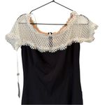 Tadashi Shoji Lace & Crepe A-Line Column Gown Large Black White Formal Photo 8