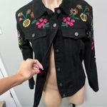 Gianni Bini  Embroidered Black Jean Jacket Florals Small Photo 2