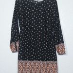 Abercrombie & Fitch Black Paisley Long Sleeve Keyhole Dress Size Medium Photo 1