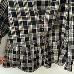 Madewell  Plaid Courtyard Metallic Ruffle Hem Peplum Button Blouse XS Photo 3