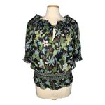 Tory Burch  Fantasia Floral Print Off Shoulder Smocked‎ Top Boho Women Size 4 Photo 4