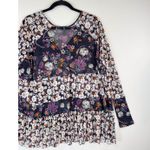 Free People Womens Top Purple Isabelle Tunic V Neck Floral Blouse Flowy Boho XS Photo 8