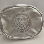 Vince Camuto NWOT  Cosmetic Bag Silver Metallic Faux Leather Zipper Purple Lining Photo 0