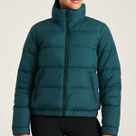 Athleta Goose Down Puffer Winter Coat Navy Blue Women’s Small Full Zip EUC Photo 0