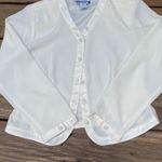 Pendleton Vintage  Ivory Satin Strip V-Neck Button Up Blouse Top Polyester Sz 6P Photo 9