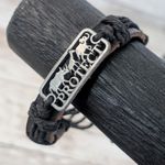 Leather? Tie Bracelet with Protect Animals Charm Black Photo 11