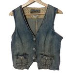 Younique Y2K Denim Vest Lg Blue Boho Hippie Punk Grunge Bling Western Biker Top Photo 0