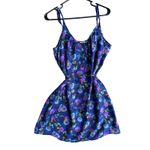 Heritage 1981 100% Silk Floral Print Navy Dark Blue Mini Slip Dress Size Medium Photo 3