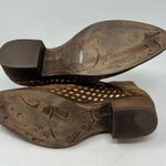 Musse & Cloud  pointy toe booties leather brown gold lazer cut western size US 8 Photo 5