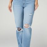 NWT Favorite Daughter Womens 34 Light Wash Straight Leg High Rise Distressed Blue Photo 0