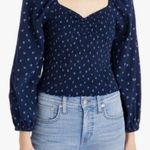 Madewell ππ Lucille Balloon Sleeve Smocked Top ~ Classic Indigo XL NWT Photo 0