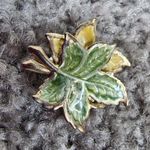 Green and Yellow Overlapping Leaf Shape Earrings Pierced Post Metal Vintage Photo 6