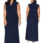Adrianna Papell NWT  Cowl Neck Draped Maxi Dress Women's 16W Navy Gown Sparkly Photo 2