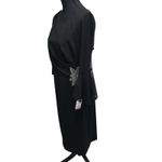 Alex Evenings  Women's Black Illusion-Sleeve Beaded-Trim Dress Size 12 Photo 4