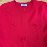 NEW The Workshop Red Ribbon Argyle Crop Preppy Coquette Holiday Academia Top L Size L Photo 1